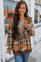 R&B | Karierte Jacke mit Kapuze und Rohen Kanten Baumwolle Lässig und Trendy