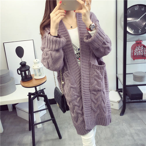 Damen Grobstrickjacke mit elegantem Zopfmuster und praktischen Taschen R&B