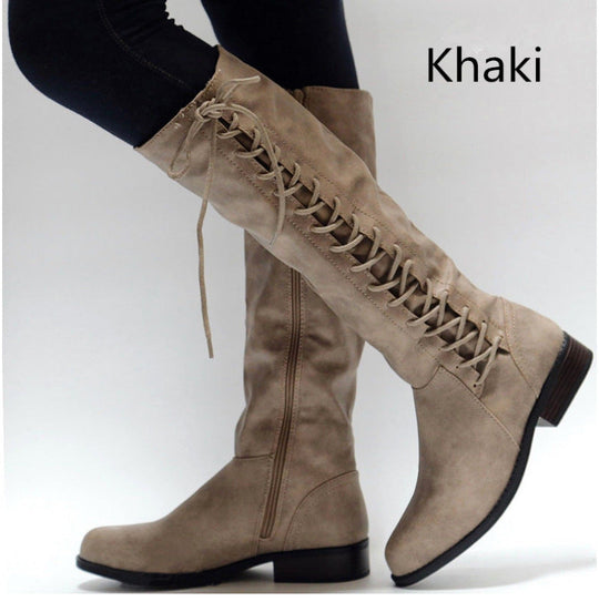 Elegante Hohe Damenstiefel mit Schnürdetails R&B