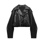 R&B | Damen PU Motorradjacke mit Reißverschluss und Gürtel