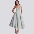 R&B | Midi-Kleid mit Blumenkorsett für Damen