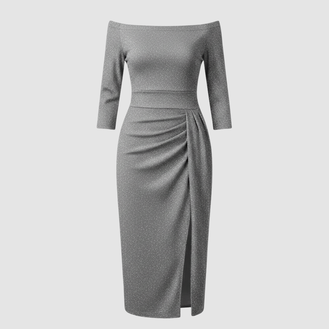 Elegantes Hochzeitsgast Kleid Off Shoulder Lang Satin | R&B