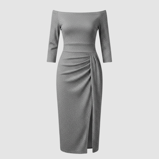 Elegantes Hochzeitsgast Kleid Off Shoulder Lang Satin | R&B