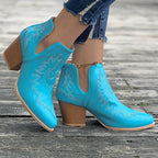 R&B | Damen Westernstiefel mit Blockabsatz und Retro-Stickerei