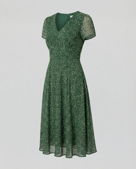 Verspieltes A-Linien Kleid mit V-Ausschnitt & Schwungvollem Saum