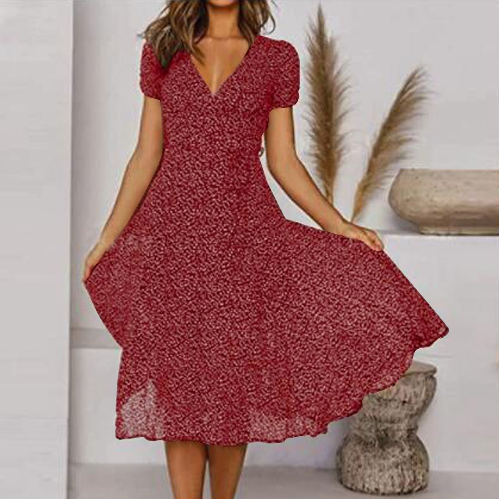 R&B | Lässiges Schickes Kleid Mit V-Ausschnitt
