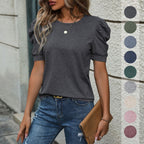 R&B | Solide Farbe Blase Ärmel T-Shirt Frauen