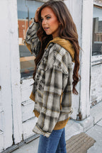 R&B | Karierte Jacke mit Kapuze und Rohen Kanten Baumwolle Lässig und Trendy