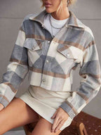 R&B | Karierte Kragenknopf Jacke