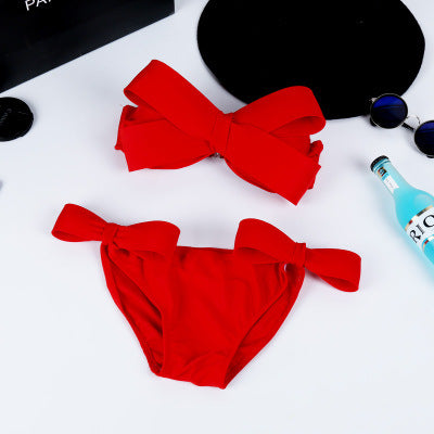 Damen Bandeau Bikini mit auffälligen Schleifen R&B