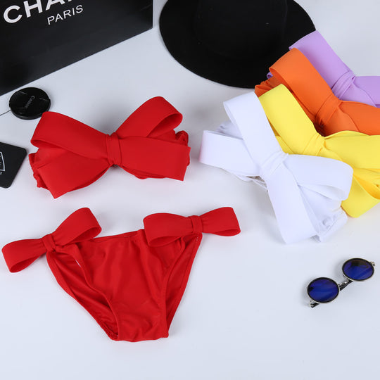 Damen Bandeau Bikini mit auffälligen Schleifen R&B