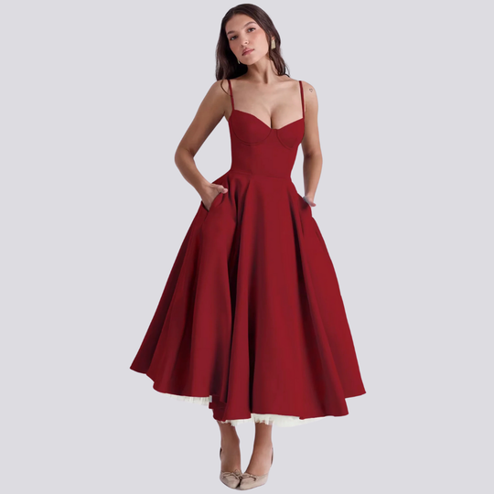 R&B | Midi-Kleid mit Blumenkorsett für Damen