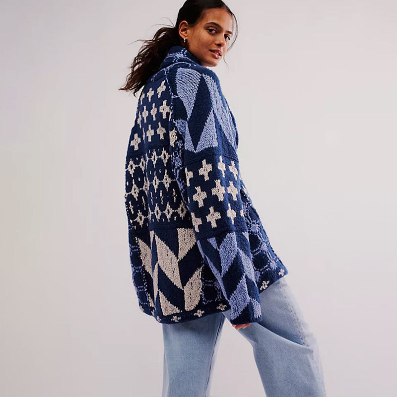 R&B | Gemütliche Softjacke mit Modernen Geometrischen Mustern