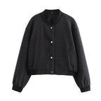 R&B | Damen Cropped Bomberjacke mit Druckknöpfen