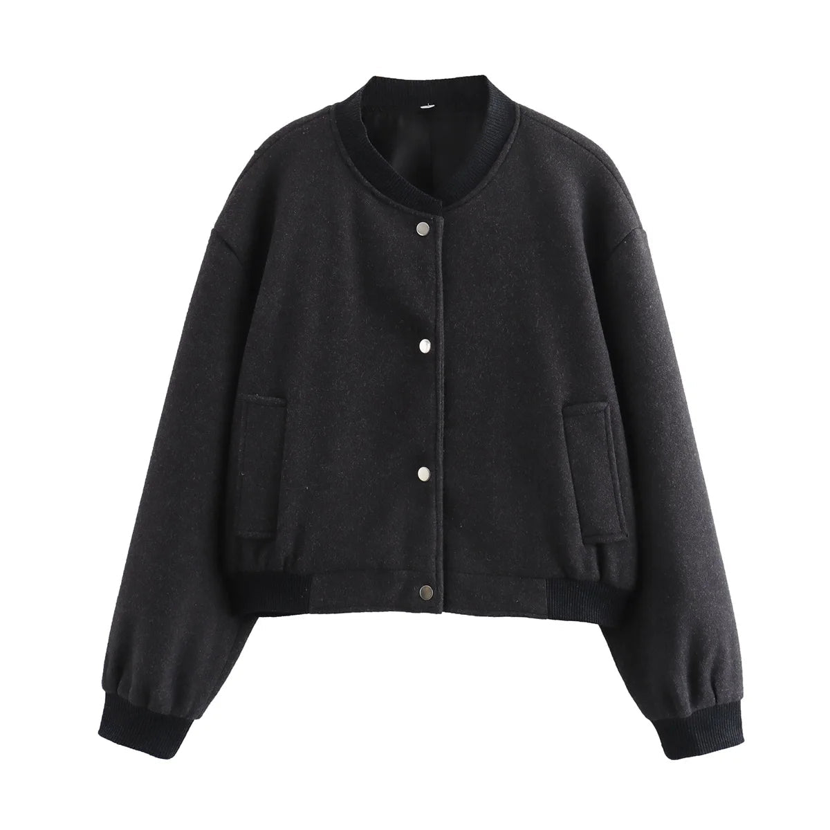 R&B | Damen Cropped Bomberjacke mit Druckknöpfen
