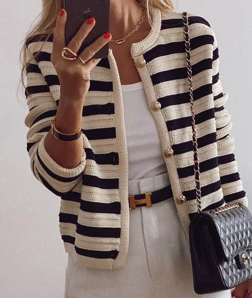 R&B | Bequem Gestreifter Pullover Mit Langem Ärmeln