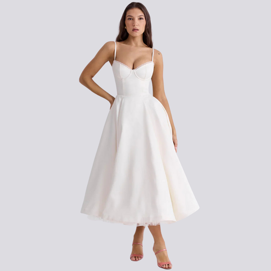 R&B | Midi-Kleid mit Blumenkorsett für Damen