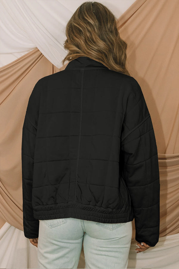 R&B | Aufgesetzte Tasche Steppjacke Crop