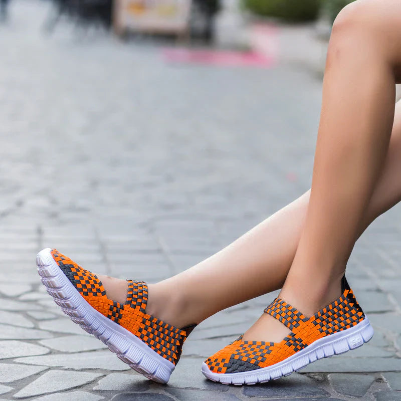 R&B elastische Band gewebt leichte flache Schuhe