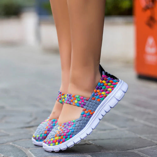 R&B elastische Band gewebt leichte flache Schuhe