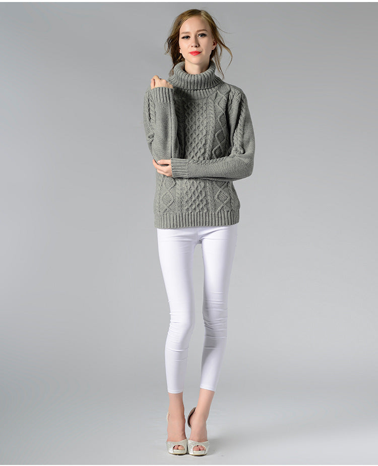 R&B | Damen Rollkragenpullover mit langen Ärmeln und Kabelstrick