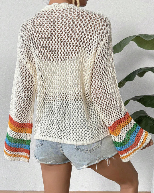 R&B | Bunter Cardigan mit Hohlen Ärmeln