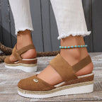 R&B | Damen Sandalen Auf Plattform: Rutschfest, Geschlossene Zehe, Elastischer Riemen