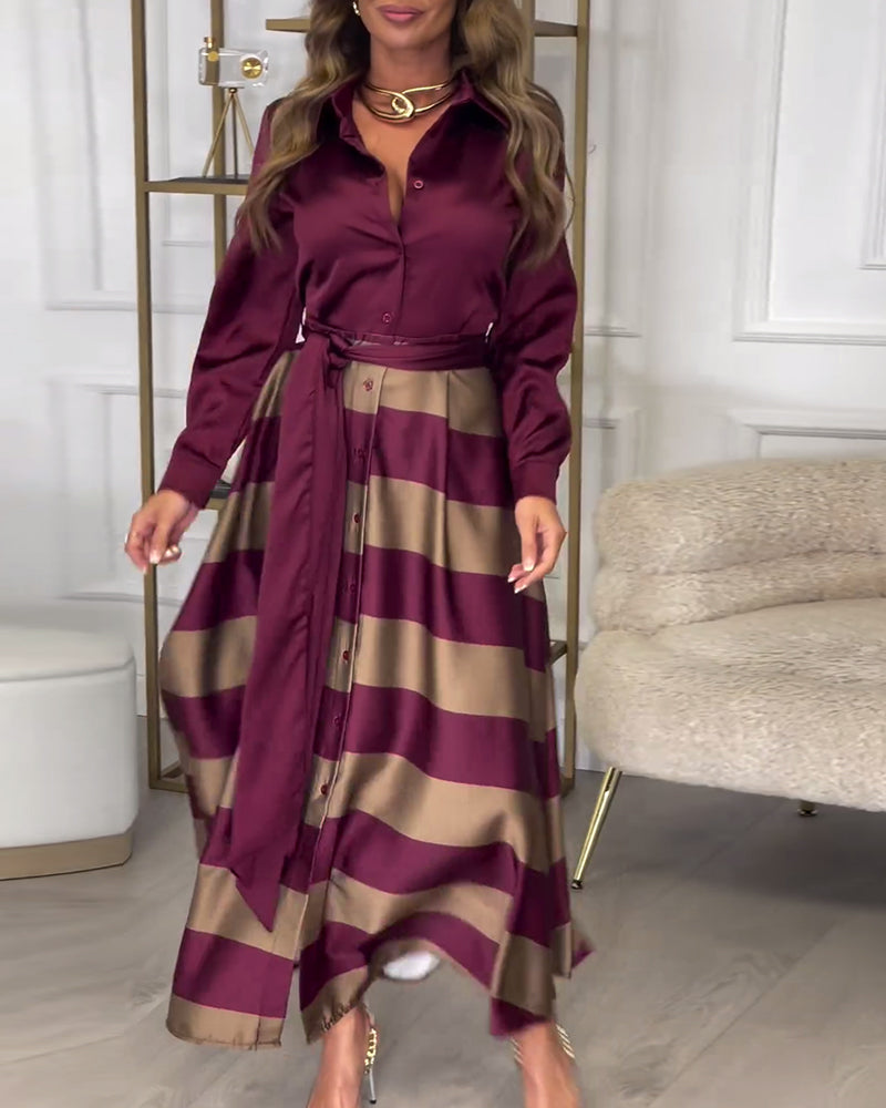 R&B | Kleid mit Streifenmuster und Reversriemen