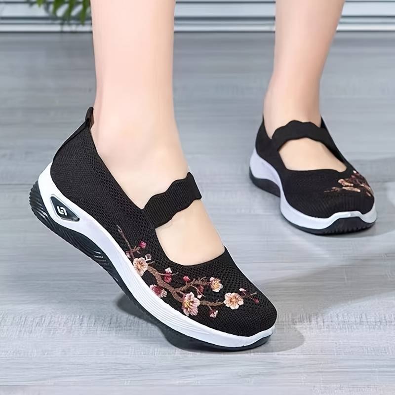 Orthopädische Florale Schwarze SlipOns R&B