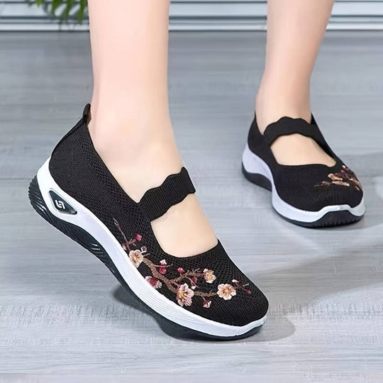 Orthopädische Florale Schwarze SlipOns R&B