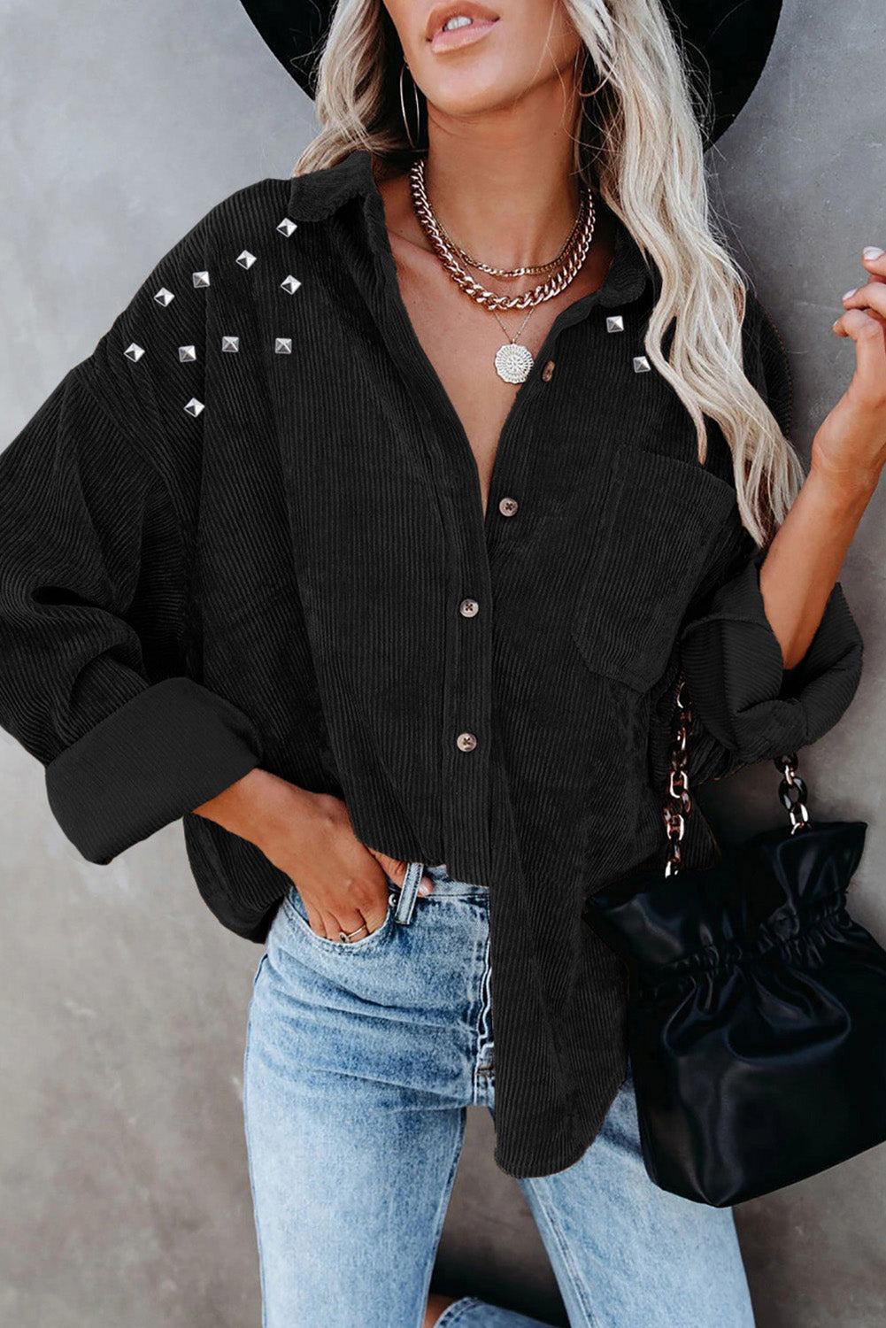 R&B | Cordura-hemdjacke mit Nieten Baumwollmischung Trendy und Modern