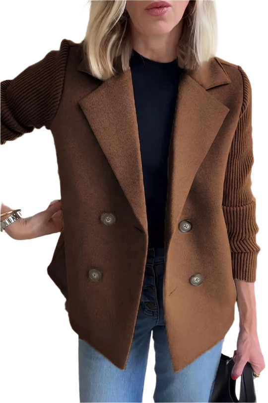 R&B | Damen Blazer aus veganer Wolle mit gestrickten Ärmeln