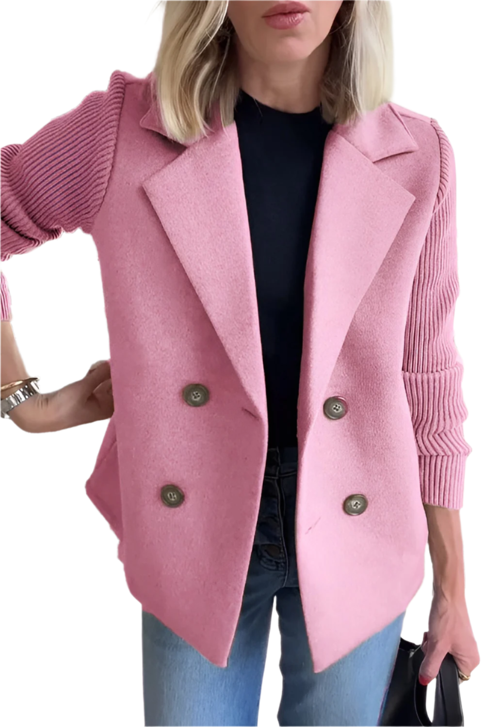 R&B | Damen Blazer aus veganer Wolle mit gestrickten Ärmeln