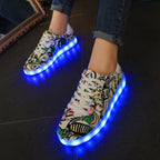 Damen LED Leuchten Sneakers mit buntem Grafikdesign R&B