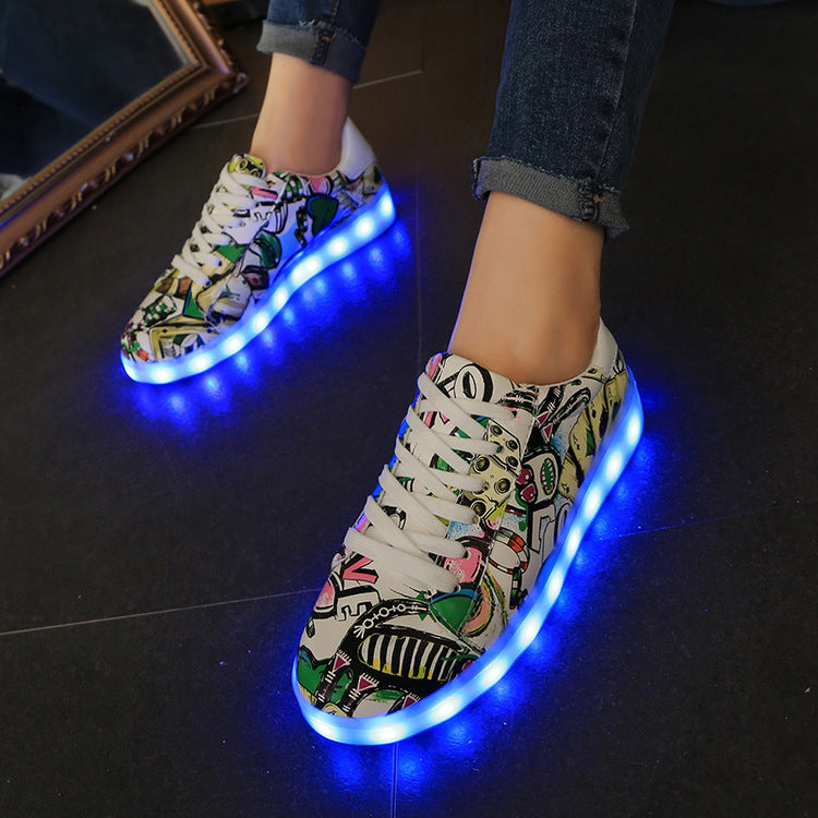 Damen LED Leuchten Sneakers mit buntem Grafikdesign R&B