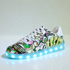 Damen LED Leuchten Sneakers mit buntem Grafikdesign R&B