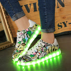 Damen LED Leuchten Sneakers mit buntem Grafikdesign R&B