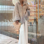 R&B | Strickpullover mit Pailletten Ballonärmel Elegant und Handstrick-look