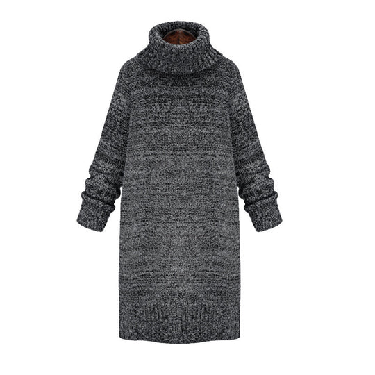 Damen Strickkleid mit hohem Kragen und lässiger Passform R&B