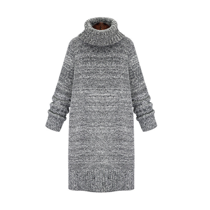 Damen Strickkleid mit hohem Kragen und lässiger Passform