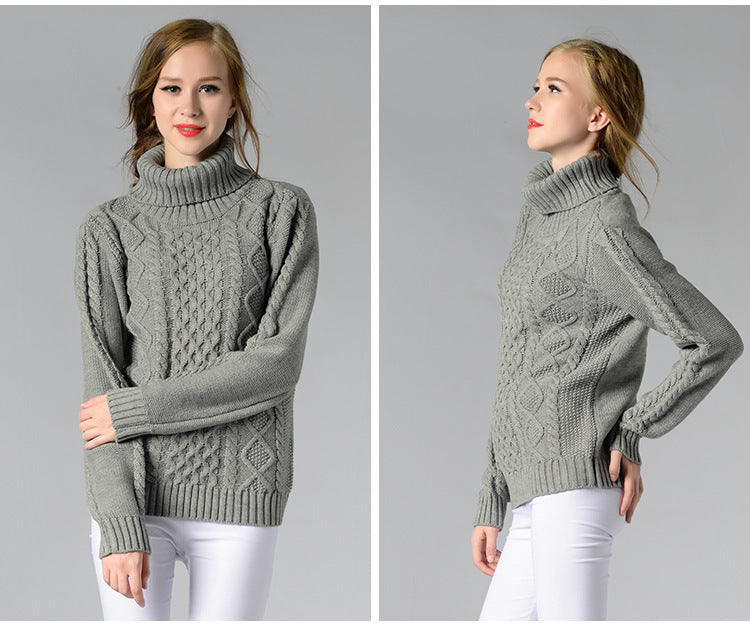 R&B | Damen Rollkragenpullover mit langen Ärmeln und Kabelstrick
