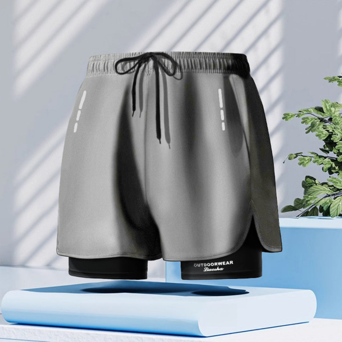 R&B | Doppellagige Herren Sport Fitness Anti-Peinlichkeit Strandhose