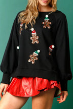 R&B | Weihnachts LR&Bkuchenmann Pailletten Langarm Sweatshirt