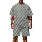 R&B | Schachbrettmuster Kurzarm-Shorts-Set