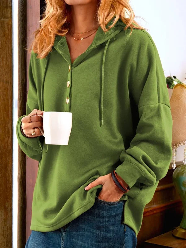 R&B | Sweater mit Kapuze und Knöpfen
