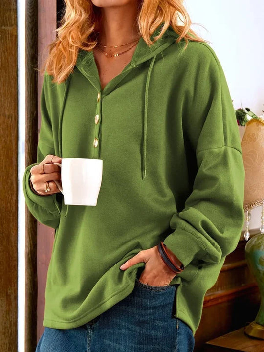 R&B | Pullover mit Kapuze und Knöpfen