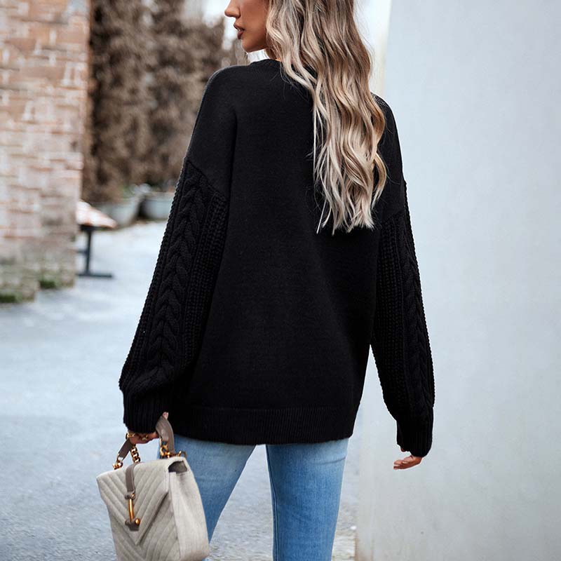 R&B | Einfarbiger Strickpullover mit Gerippten Bündchen