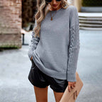 R&B | Einfarbiger Strickpullover mit Gerippten Bündchen