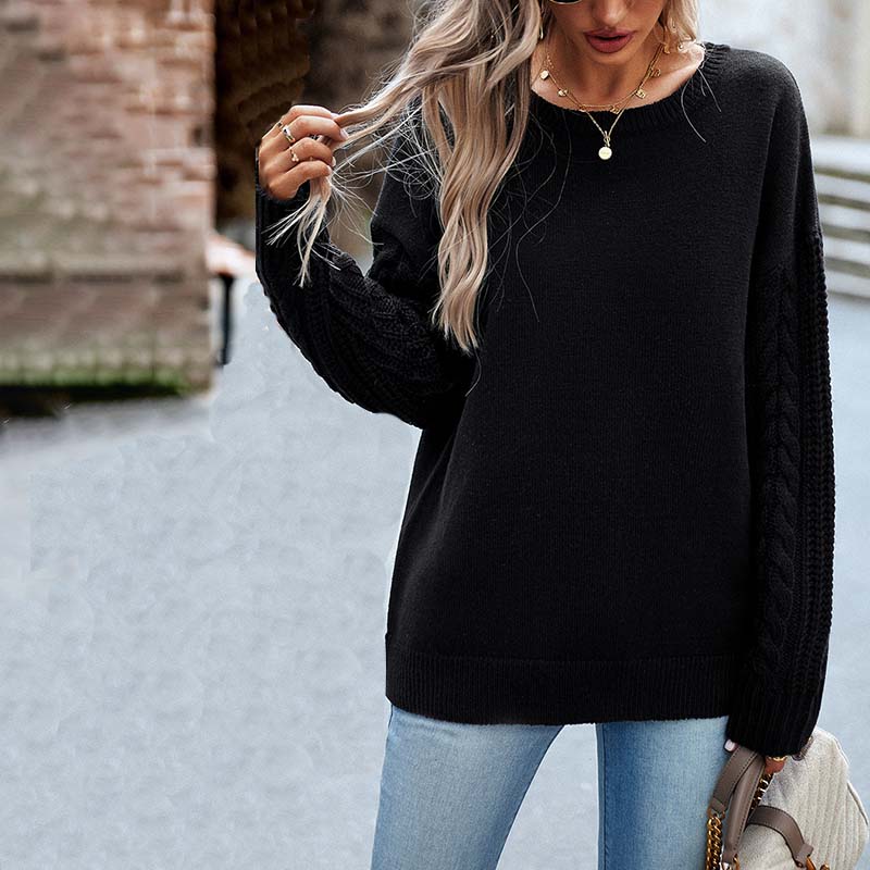 R&B | Einfarbiger Strickpullover mit Gerippten Bündchen