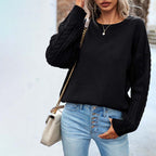 R&B | Einfarbiger Strickpullover mit Gerippten Bündchen